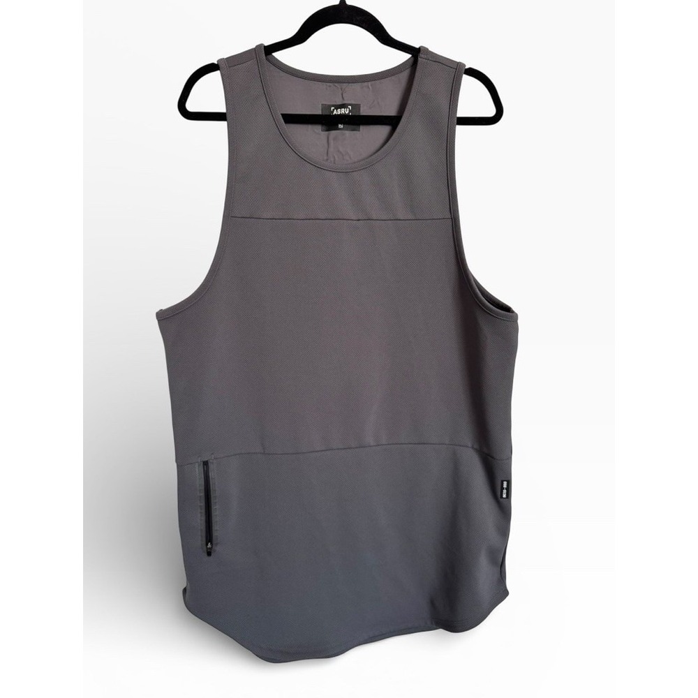 ASRV Tank Top Mens XL Gray Technical Sportswear Sleeveless Zip Pocket Gym